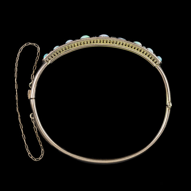 Antique Victorian Opal Diamond Bangle 18ct Gold