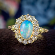 Antique Victorian Opal Diamond Cluster Ring 1.6ct Opal