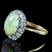 Antique Victorian Opal Diamond Cluster Ring 5ct Opal