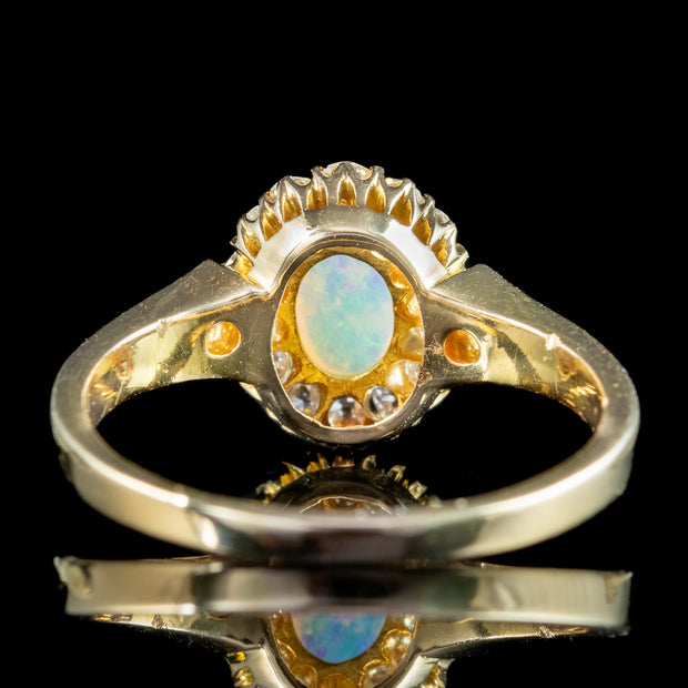 Antique Victorian Opal Diamond Cluster Ring 0.80ct Opal 