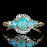 Antique Victorian Opal Diamond Cluster Ring 0.80ct Opal