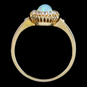 Antique Victorian Opal Diamond Cluster Ring 0.80ct Opal 