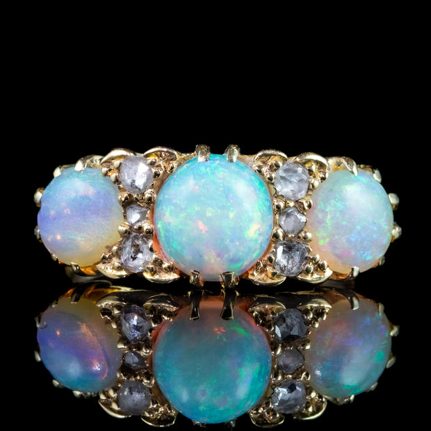 Antique Victorian Opal Diamond Ring 3ct Opal