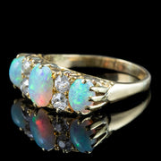 Antique Victorian Opal Diamond Ring 2ct Natural Opals