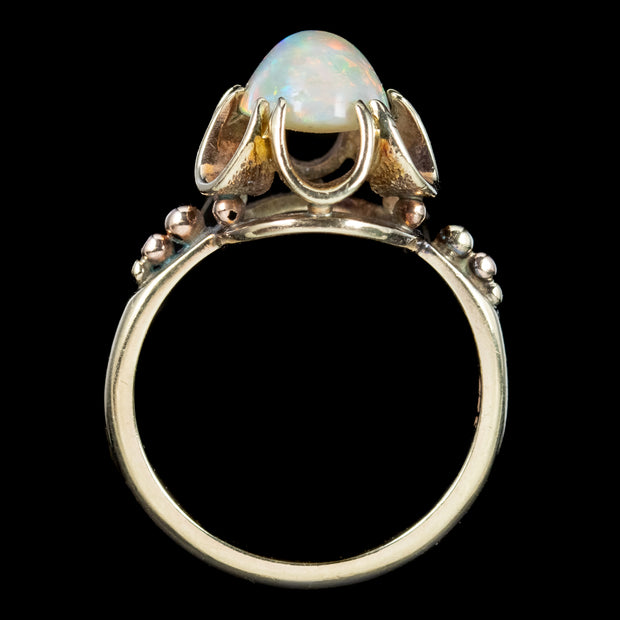 Antique Victorian Opal Solitaire Ring 1.8ct Natural Opal