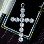 Antique Victorian Paste Cross Pendant Silver