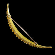 Antique Victorian Pearl Crescent Moon Brooch 18ct Gold With Box