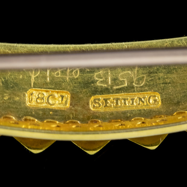 Antique Victorian Pearl Crescent Moon Brooch 18ct Gold With Box