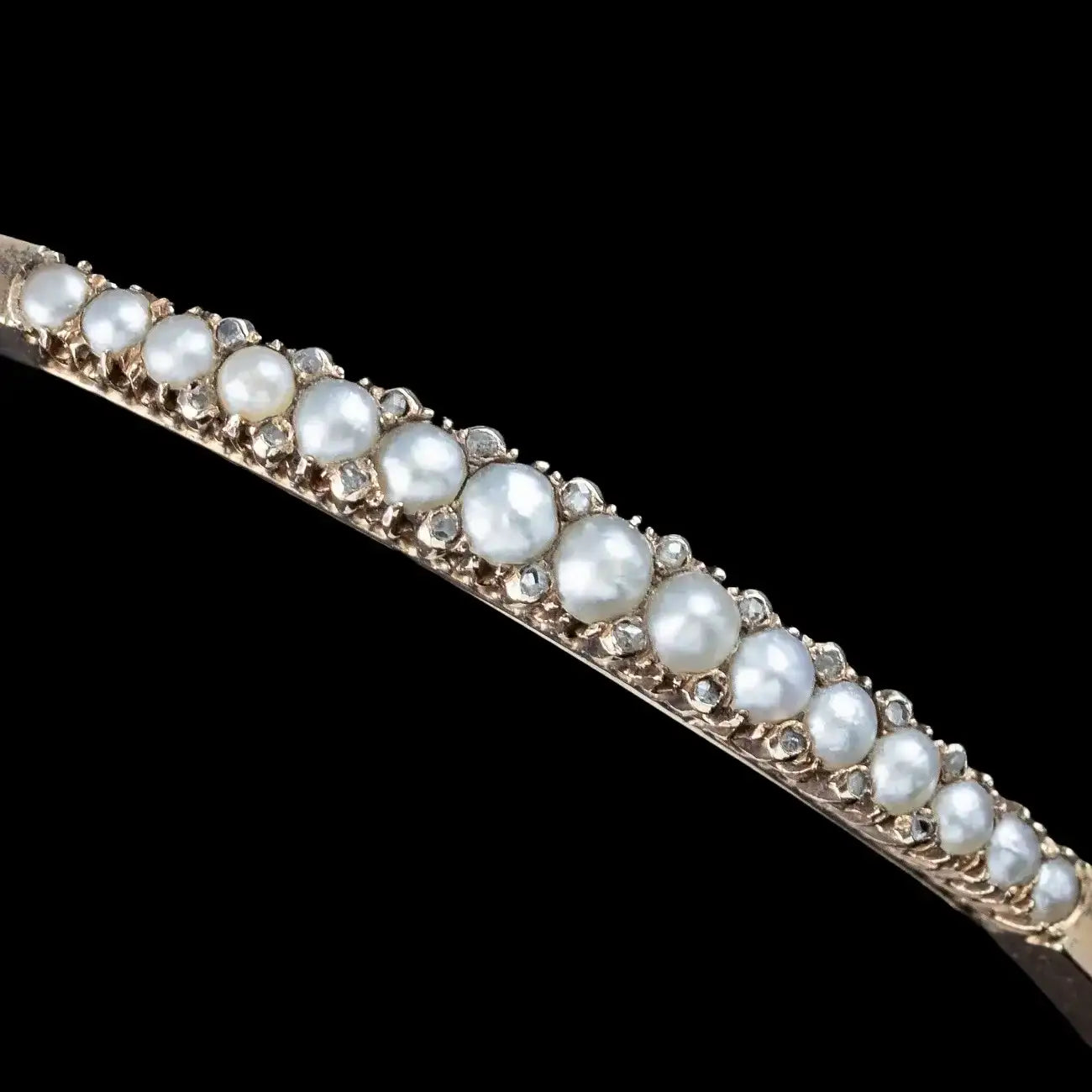 Victorian Pearl Diamond Bangle – Laurelle Antique Jewellery