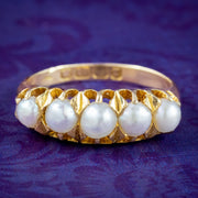 Antique Victorian Pearl Five Stone Ring Dated 1891