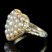 Antique Victorian Pearl Heart Cluster Ring 