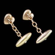 Antique Victorian Pearl Heart Cufflinks 15ct Gold