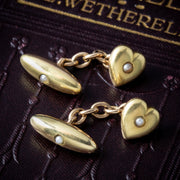 Antique Victorian Pearl Heart Cufflinks 15ct Gold