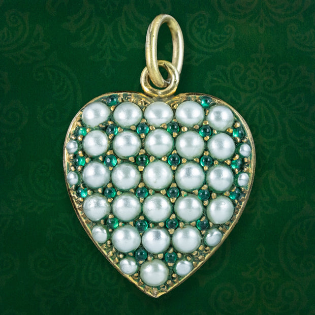 Antique Victorian Pearl Paste Heart Pendant 15ct Gold 