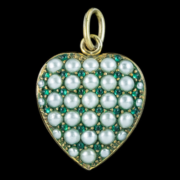 Antique Victorian Pearl Paste Heart Pendant 15ct Gold 