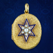Antique Victorian Pearl Star Locket 15ct Gold