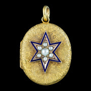 Antique Victorian Pearl Star Locket 15ct Gold