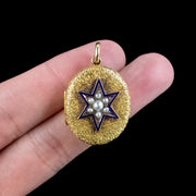 Antique Victorian Pearl Star Locket 15ct Gold