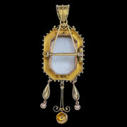 Antique Victorian Pendant Brooch Bird Nest Forget Me Not Portrait 18ct Gold