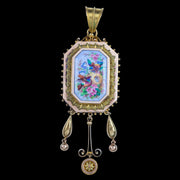 Antique Victorian Pendant Brooch Bird Nest Forget Me Not Portrait 18ct Gold