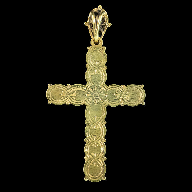 Antique Victorian Peridot Cross Pendant Silver 18ct Gold Gilt