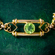 Antique Victorian Peridot Heart Bracelet 15ct Gold 