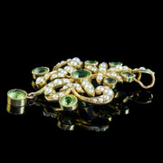 Antique Victorian Peridot Pearl Pendant 15ct Gold