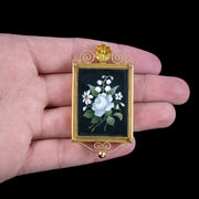 Antique Victorian Pietra Dura Flower Locket 18ct Gold 