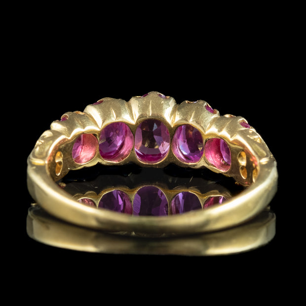 Antique Victorian Pink Sapphire Five Stone Ring 1.75ct Total