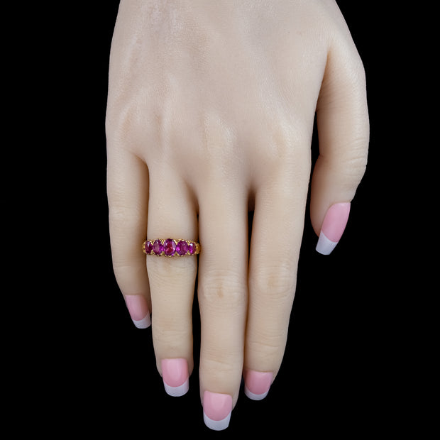 Antique Victorian Pink Sapphire Five Stone Ring 1.75ct Total