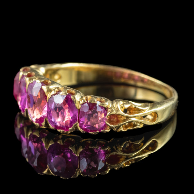 Antique Victorian Pink Sapphire Five Stone Ring 1.75ct Total
