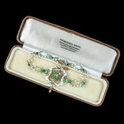 Antique Victorian Emerald Polka Dot Enamel Bracelet 18ct Gold With Box