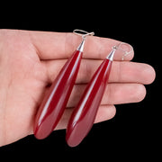 Antique Victorian Red Amber Drop Earrings Silver Wires