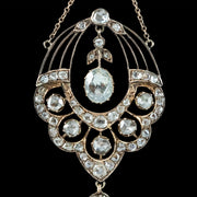 Antique Victorian Rose Cut Diamond Lavaliere Necklace 15ct Gold 3.2ct Total