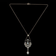 Antique Victorian Rose Cut Diamond Lavaliere Necklace 15ct Gold 3.2ct Total