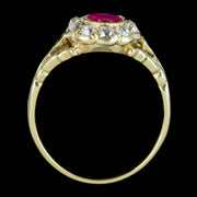 Antique Victorian Ruby Diamond Cluster Ring 0.60ct Burmese Ruby With Cert