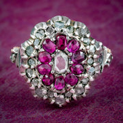 Antique Victorian Ruby Diamond Cluster Ring 0.60ct Ruby