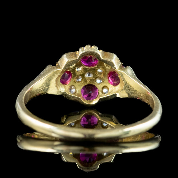 Antique Victorian Ruby Diamond Cluster Ring 0.60ct Ruby