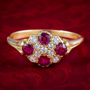 Antique Victorian Ruby Diamond Cluster Ring 0.60ct Ruby