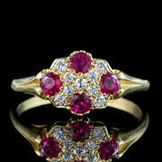 Antique Victorian Ruby Diamond Cluster Ring 0.60ct Ruby