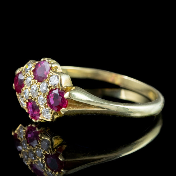 Antique Victorian Ruby Diamond Cluster Ring 0.60ct Ruby