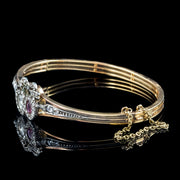 Antique Victorian Ruby Diamond Heart Bangle Silver 18ct Gold 