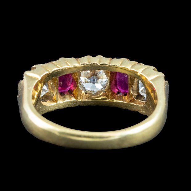 Antique Victorian Ruby Diamond Ring 1.55ct Diamond 