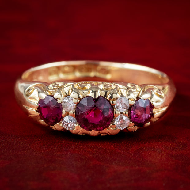 Antique Victorian Ruby Diamond Ring Dated 1863