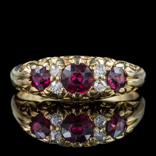 Antique Victorian Ruby Diamond Ring Dated 1863