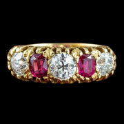Antique Victorian Ruby Diamond Ring 1.55ct Diamond 
