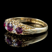 Antique Victorian Ruby Diamond Ring Dated 1863