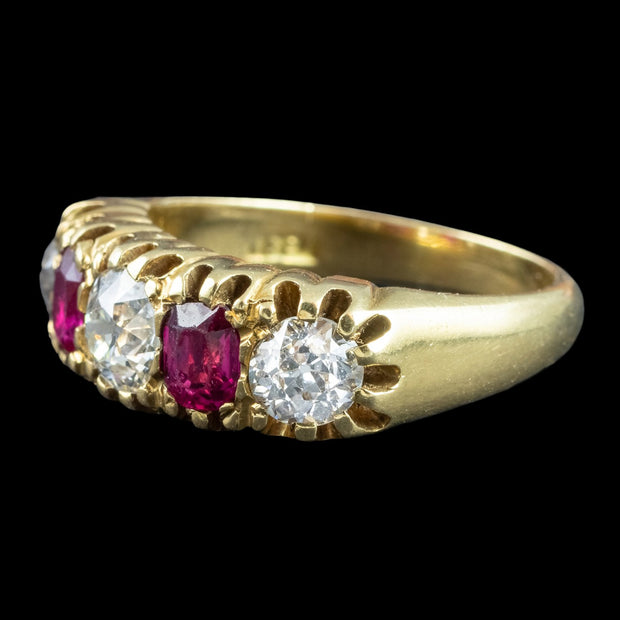 Antique Victorian Ruby Diamond Ring 1.55ct Diamond 