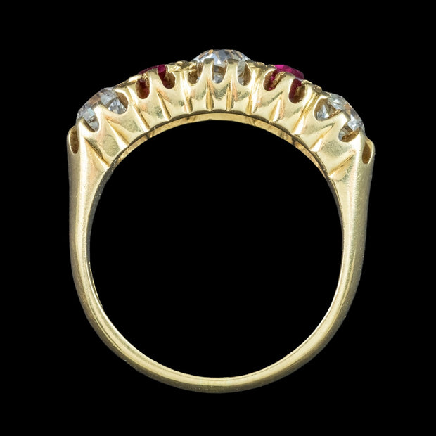 Antique Victorian Ruby Diamond Ring 1.55ct Diamond 