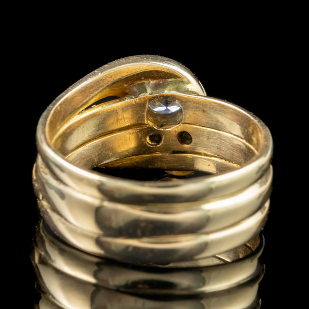 Antique Victorian Ruby Diamond Snake Ring 0.30ct Diamond Dated 1887